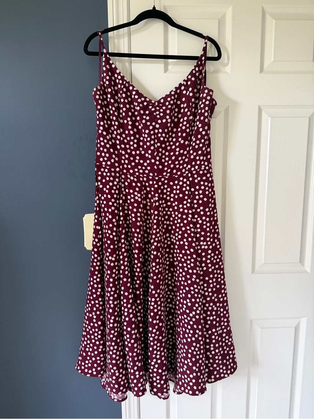 Eva Mendes for NY&C Polka Dot Spaghetti Strap Dress in Burgundy and White